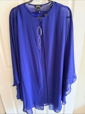 SLNY Sheer Royal Blue Flowing dress